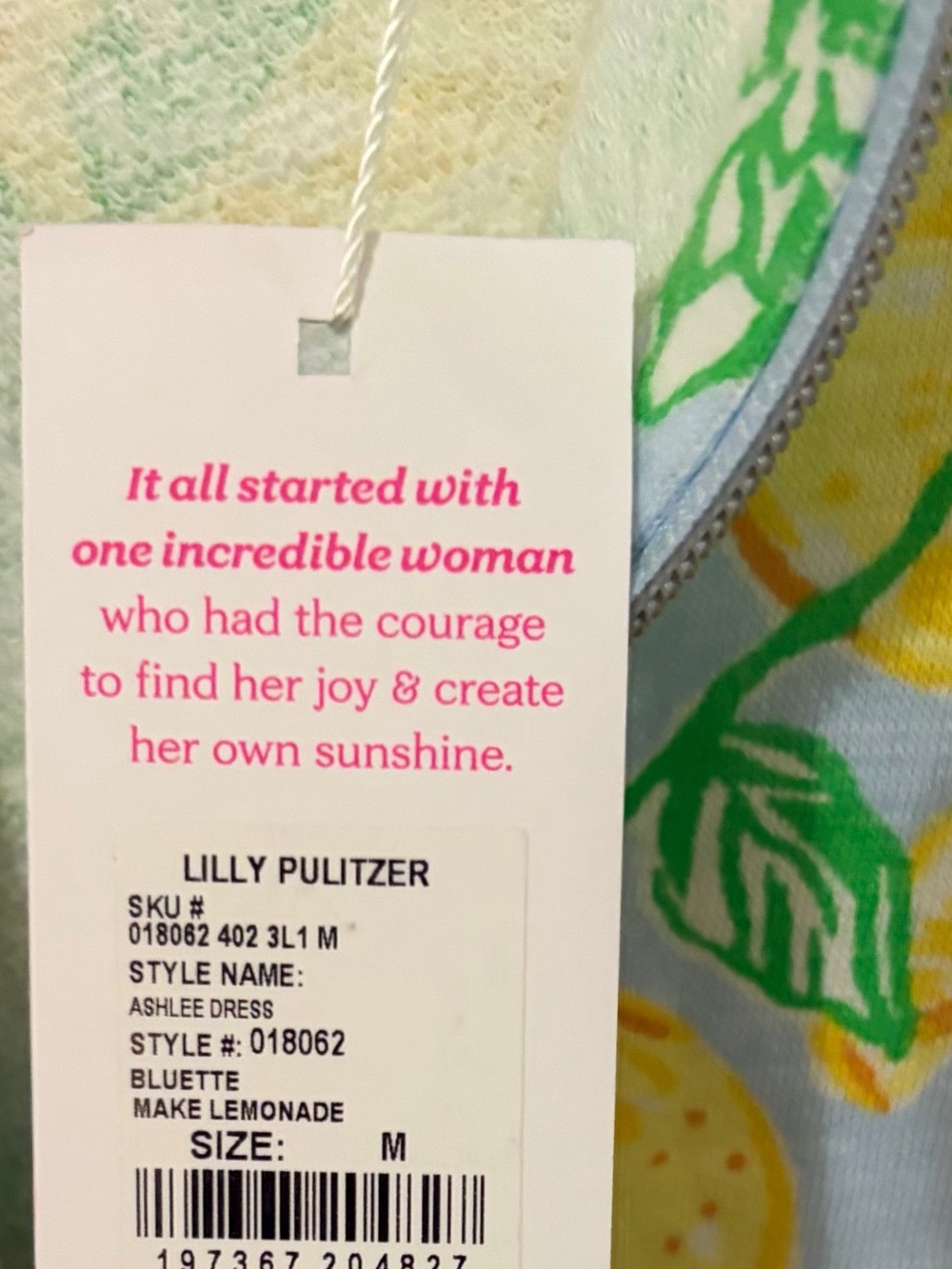 Lilly Pulitzer Aqua Lemon & Floral Quarter-Zip Shift Dress - Picture 6 of 6
